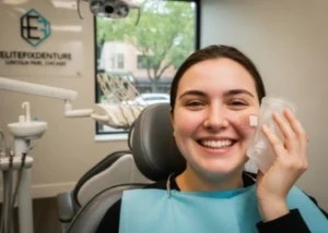 Smiling patient after successful wisdom teeth removal at EliteFixDenture